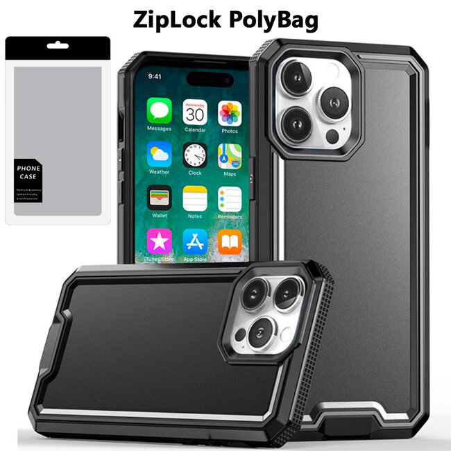 For Apple [PolyBag] For Apple iPhone 15 Pro Max Rank Tough Strong Modern Fused Hybrid