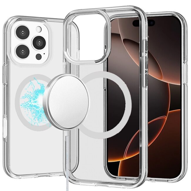 For Apple For Apple iPhone 16 Pro 6.3 inch Sturdy Ultra Magnetic Circle Thick 3mm Transparent Hybrid