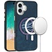 For Apple For Apple iPhone 16 Plus 6.7 inch Fashion Chrome Edged Camera Magnetic Circle PU Leather Hybrid