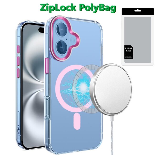 For Apple [PolyBag] For Apple iPhone 16 Plus 6.7 inch Matching Clear Transparent Circle Design
