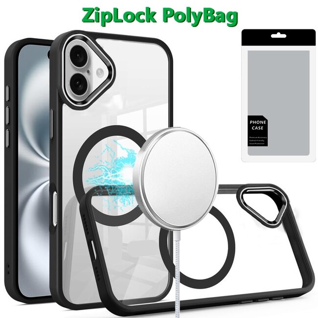 For Apple [PolyBag] For Apple iPhone 16 Plus 6.7 inch Greatest Clear Acrylic Thick Metal Button Hybrid