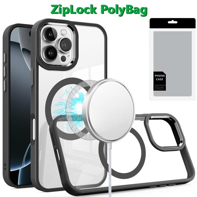 For Apple [PolyBag] For Apple iPhone 16 Pro 6.3 inch Greatest Clear Acrylic Thick Metal Button Hybrid
