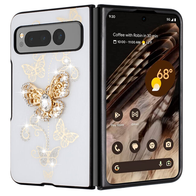 For Samsung For Samsung Galaxy Z Fold 6 SPLENDID Diamond Glitter Ornaments Engraving Case Cover Garden Butterflies