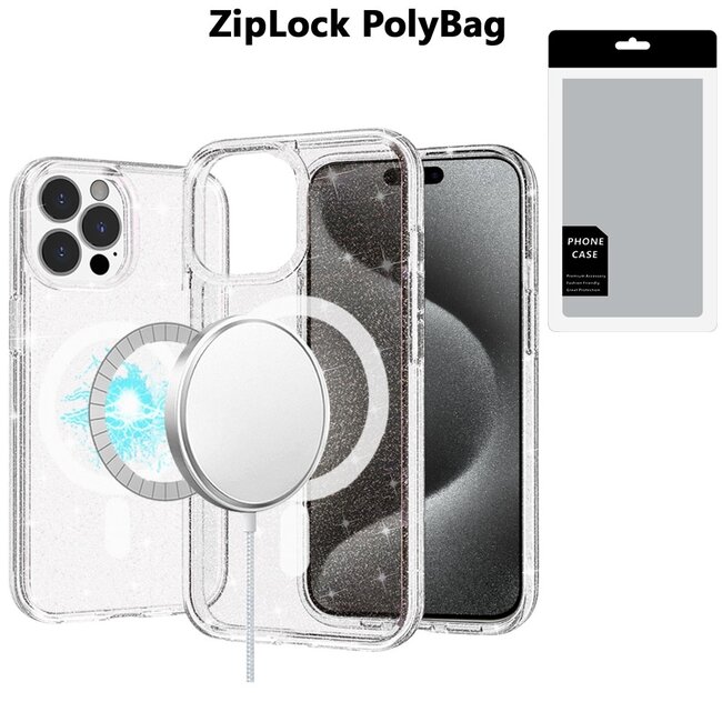 For Apple [PolyBag] For Apple iPhone 12 & iPhone 12 Pro Glitter Ultra Magnetic Circle Thick 3mm Transparent Hybrid