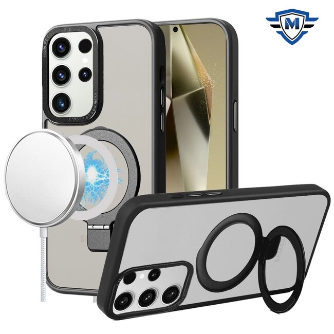For Samsung For Samsung Galaxy s24 METKASE Magnetic Metal Surrounded Ring Stand Hybrid in Slide-Out Package