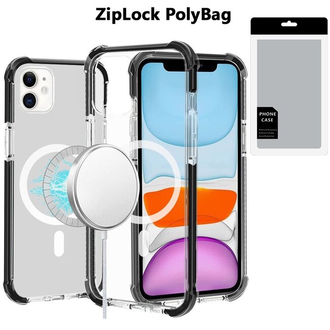 For Apple [PolyBag] For iPhone 11 Acrylic [Magnetic Circle] Tough 2.5mm Transparent ShockProof Hybrid