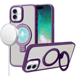 For Apple For Apple iPhone 16 Plus 6.7 inch Metal Chrome Kickstand Magnetic Circle Shockproof Matching Camera Hybrid
