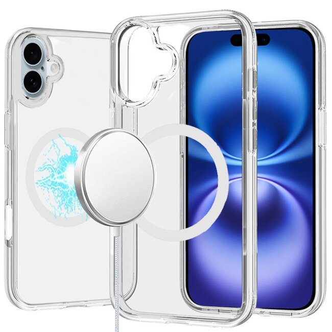 For Apple For Apple iPhone 16 Plus 6.7 inch Sturdy Ultra Magnetic Circle Thick 3mm Transparent Hybrid