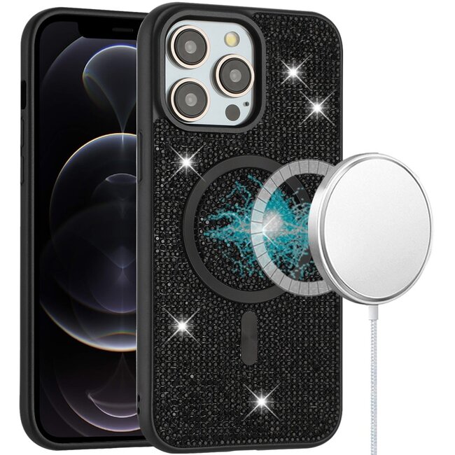 For Apple For Apple iPhone 12 Pro Max 6.7 Diamond Magnetic Circle with CD Pattern Hybrid