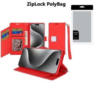 For Apple [PolyBag] For Apple iPhone 15 Pro Max Wallet ID Card Holder