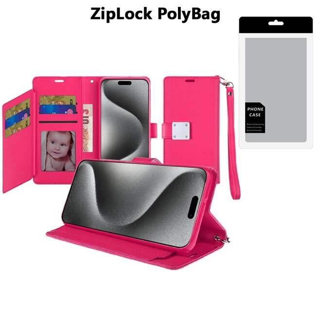For Apple [PolyBag] For Apple iPhone 15 Pro Max Wallet ID Card Holder