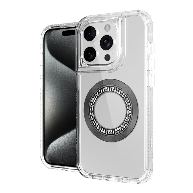 For Apple For Apple iPhone 12 & iPhone 12 Pro Magnetic Ring Circle Bling Chrome 3in1 Hybrid Case