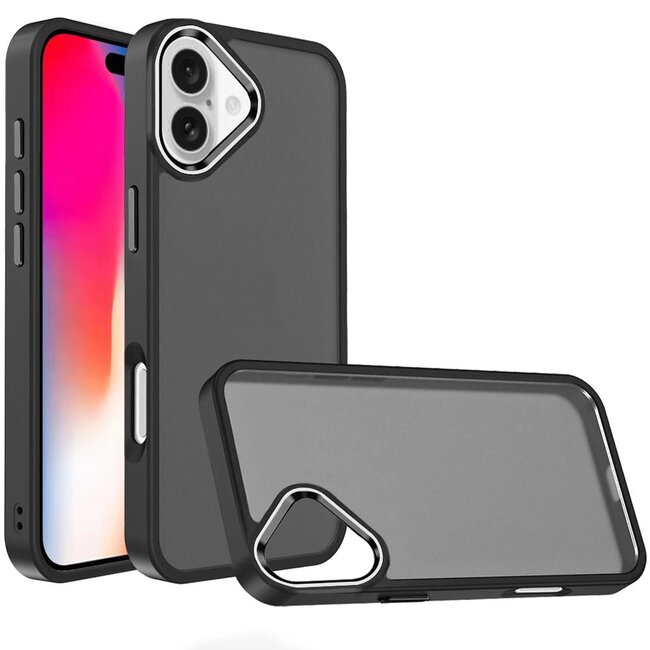 For Apple For Apple iPhone 16 6.1 inch Polished Oil Thick Acrylic Metal Button Hybrid Case Cover