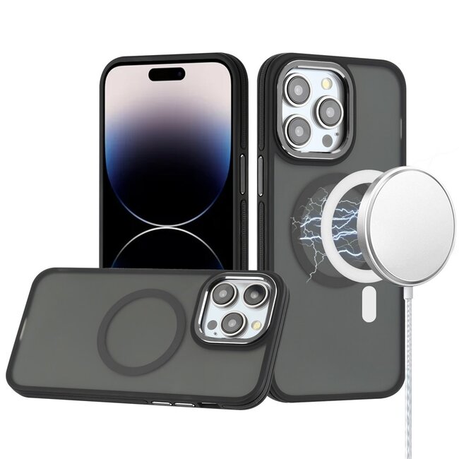 For Apple For Apple iPhone 14 PRO MAX 6.7" Royal Magnetic Ring Skin-Touch HQ Metal Buttons/Camera Lip Hybrid