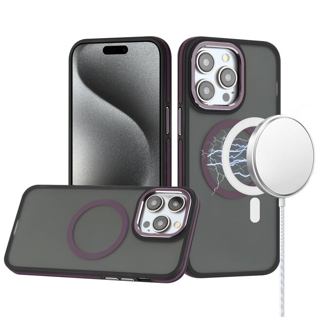 For Apple For Apple iPhone 15 Pro Max Royal Magnetic Ring Skin-Touch HQ Metal Buttons/Camera Lip Hybrid