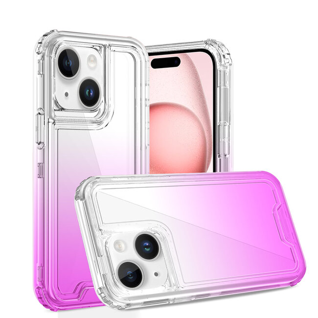 For Apple For Apple iPhone 15 Pro 3in1 Two Tone Shockproof Transparent Hybrid Case