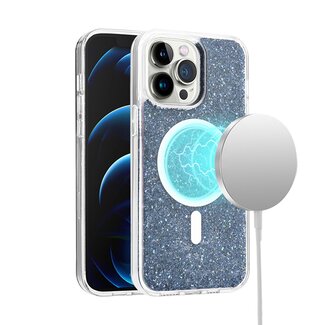 For Apple For Apple iPhone 15 Pro Epoxy Glitter Magnetic Circle ShockProof Hybrid 2.5mm Thick