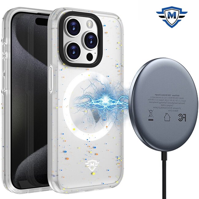 For Apple For Apple iPhone 15 Plus METKASE Iridescent Spots Magnetic Circle Hybrid