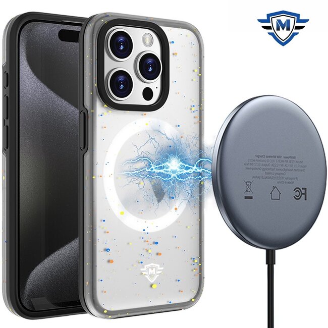 For Apple For Apple iPhone 15 Pro METKASE Iridescent Spots Magnetic Circle Hybrid