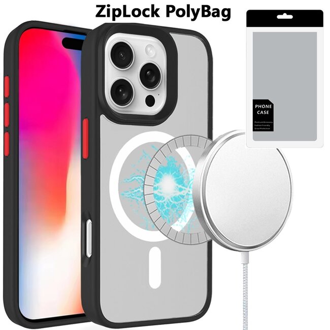 For Apple [PolyBag] For Apple iPhone 16 Pro 6.3 inch Core Magnetic Circle Colorful Buttons Thick 2mm Hybrid