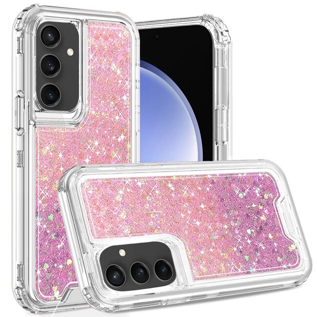 For Samsung For Samsung s23 FE 5G Epoxy Sticker Glitter 3in1 Shockproof Transparent Hybrid Case