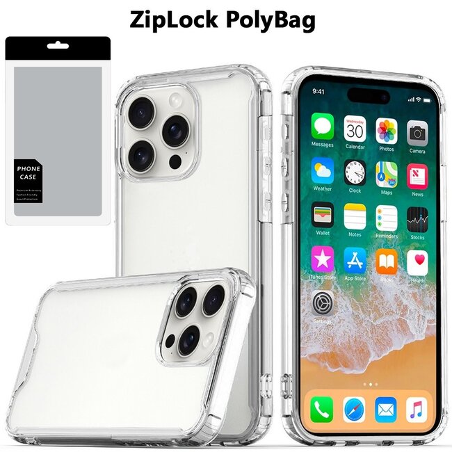 For Apple [PolyBag] For iPhone 16 Pro Max 6.9 inch Colored Shockproof Transparent Hard PC TPU Hybrid