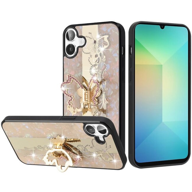 For Samsung For Samsung Galaxy A06 SPLENDID Diamond Glitter Ornaments Engraving Enchanted Butterfly