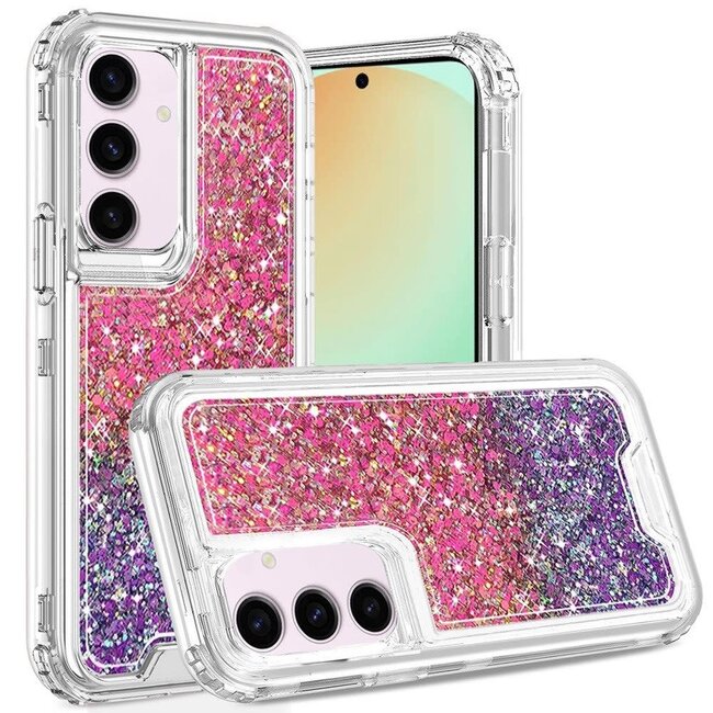 For Samsung For Samsung Galaxy S24 FE Epoxy Sticker Glitter 3in1 Shockproof Transparent Hybrid Case