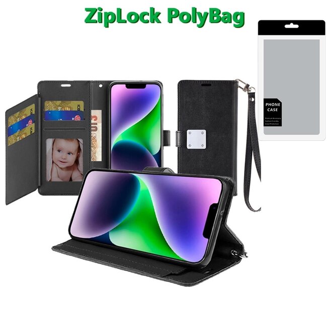 For Apple [PolyBag] For Apple iPhone 14/13 Wallet ID Card Holder