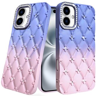 For Apple For Apple iPhone 16 Plus 6.7 inch Floral Joy Glitter Shimmer Leather Feel Thick TPU Case