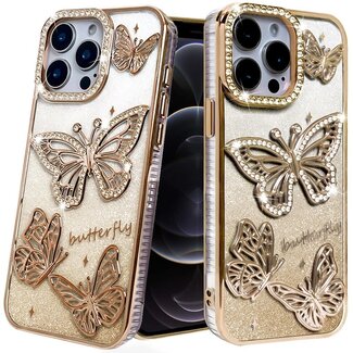 For Apple For Apple iPhone 12 Pro Max 6.7 Butterfly Freedom Shimmer Glitter Thick TPU Case Cover