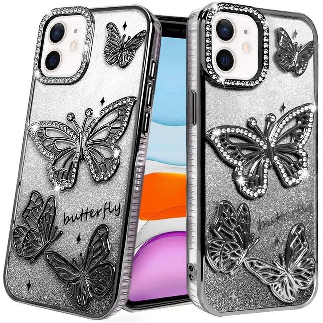 For Apple For Apple iPhone 11 (XI6.1) Butterfly Freedom Shimmer Glitter Thick TPU Case Cover