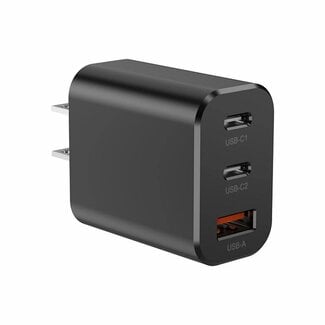 Techy PD 20W Dual Type C & USB Travel Wall Charge Adapter Black