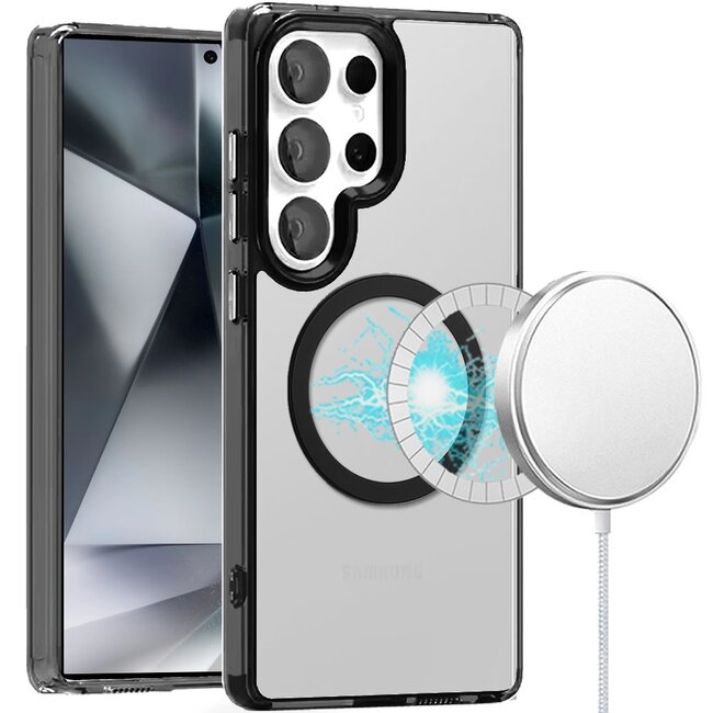 For Samsung For Samsung Galaxy s24 Ultra Magnetic Circle Ring Transparent Premium Acrylic with Metal Buttons & Camera Raised Lip