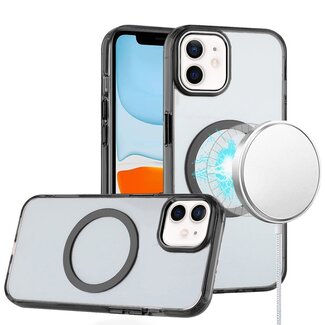 For Apple For Apple iPhone 11 (XI6.1) Magnetic Circle Ring Transparent Premium Acrylic with Metal Buttons & Camera Raised Lip