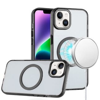 For Apple For Apple iPhone 14/13  Magnetic Circle Ring Transparent Premium Acrylic with Metal Buttons & Camera Raised Lip