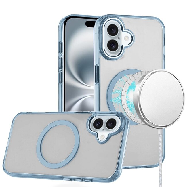 For Apple For Apple iPhone 16 6.1 inch Magnetic Circle Ring Transparent Premium Acrylic with Metal Buttons & Camera Raised Lip