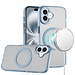 For Apple For Apple iPhone 16 6.1 inch Magnetic Circle Ring Transparent Premium Acrylic with Metal Buttons & Camera Raised Lip