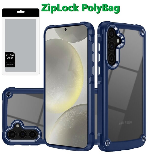For Samsung [PolyBag] For Samsung s25 Plus/s24 Plus Ultimate CaseX Transparent Hybrid Case with Metal Buttons And Camera Edges