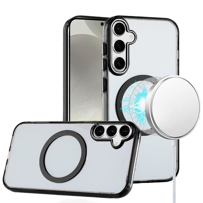 For Samsung For Samsung Galaxy s25 Plus/s24 Plus Magnetic Circle Ring Transparent Premium Acrylic with Metal Buttons & Camera Raised Lip