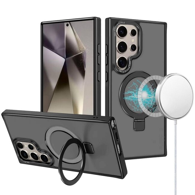 For Samsung For Samsung Galaxy s25 Ultra Metal Chrome Kickstand Magnetic Circle Shockproof Matching Camera Hybrid