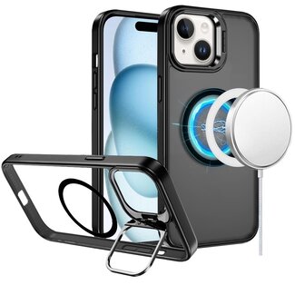 For Apple For Apple iPhone 15 Fearless Tough HQ Metallic Hybrid with Camera Ring Stand Magnetic Circle Case