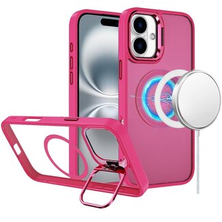 For Apple For Apple iPhone 16 6.1 inch Fearless Tough HQ Metallic Hybrid with Camera Ring Stand Magnetic Circle Case