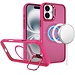 For Apple For Apple iPhone 16 6.1 inch Fearless Tough HQ Metallic Hybrid with Camera Ring Stand Magnetic Circle Case