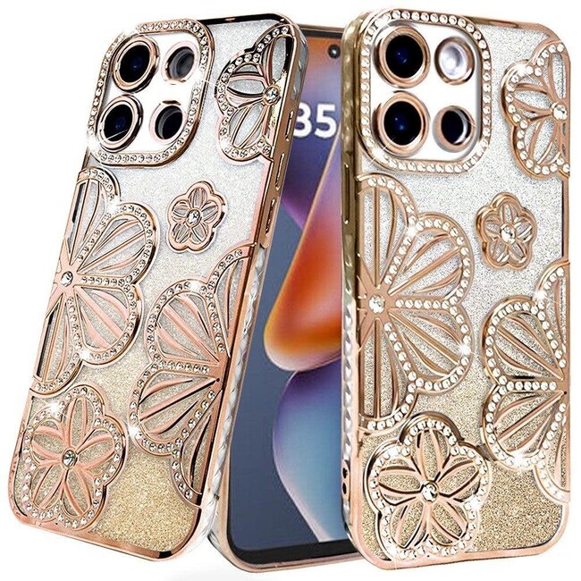Motorola For Motorola Moto G 5G 2025 Shimmer Glitter Floral Design Thick TPU Case Cover