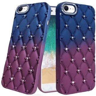 For Apple For Apple iPhone 16e / SE4 Floral Joy Glitter Shimmer Leather Feel Thick TPU Case
