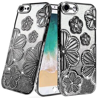 For Apple For Apple iPhone 16e / SE4 Shimmer Glitter Floral Design Thick TPU Case Cover