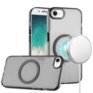 For Apple For Apple iPhone 16e / SE4 Magnetic Circle Ring Transparent Premium Acrylic with Metal Buttons & Camera Raised Lip