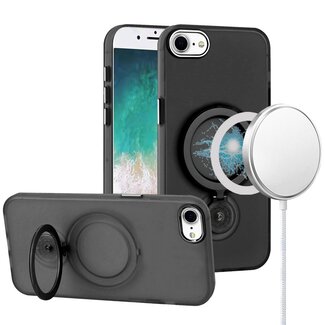 For Apple For Apple iPhone 16e / SE4 Hoop Kickstand Magnetic Circle HD Transparent Chrome Hybrid