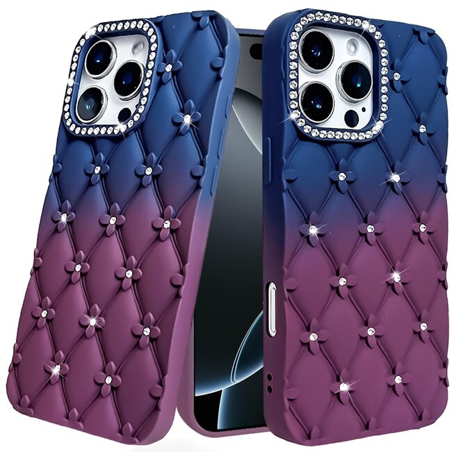 For Apple For Apple iPhone 16 Pro Max 6.9 Floral Joy Glitter Shimmer Leather Feel Thick TPU Case